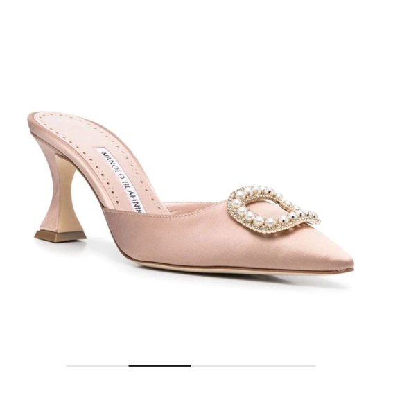 Manolo Blahnik Pearl Fabetamu Mule 38.5 - Picture 2 of 15
